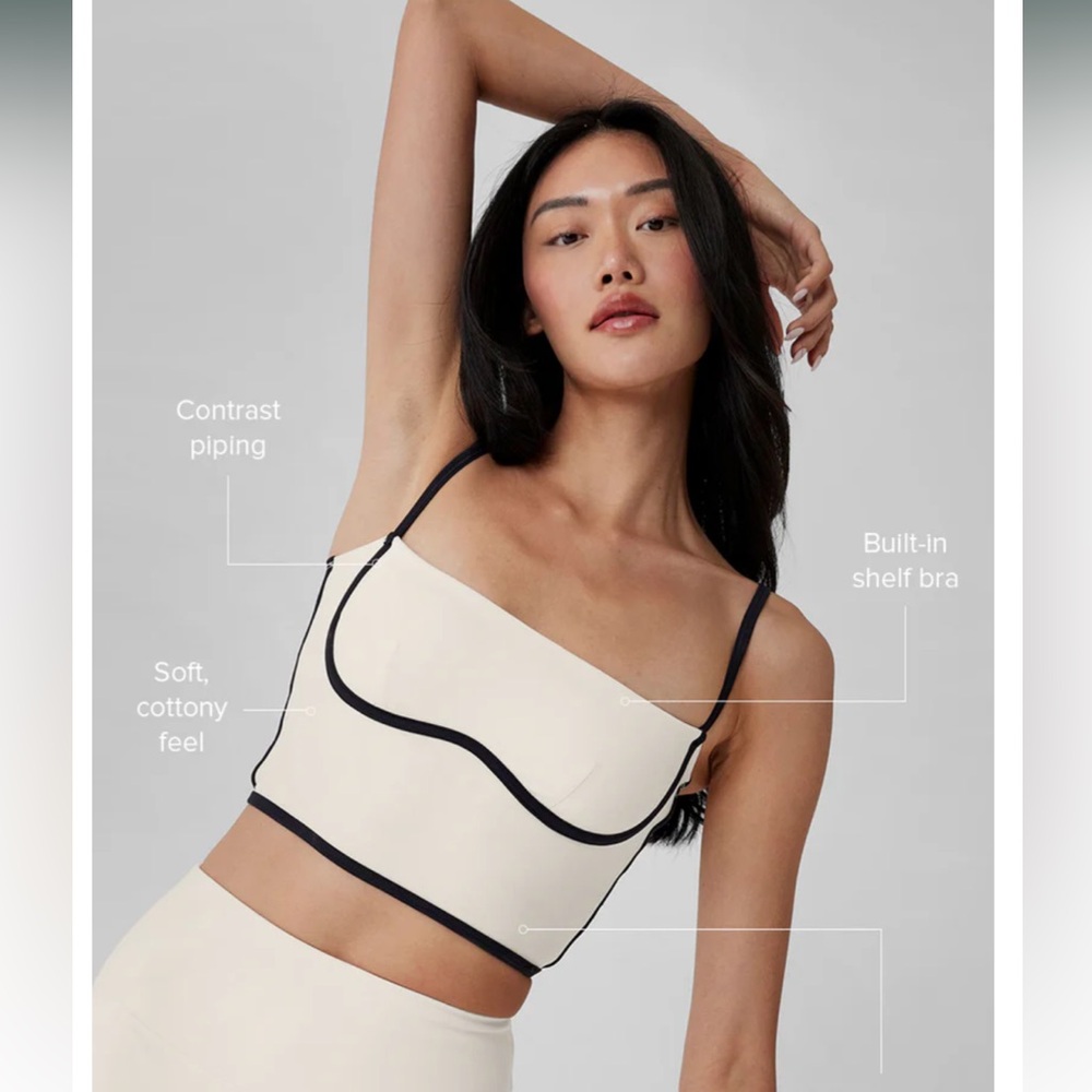 Alo Yoga Airbrush Streamlined Bra Tank - XS, Ivory/black - NWT